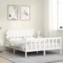 White solid wood bed frame with headboard 160x200 cm by vidaXL, Beds and slatted bases - Ref: Foro24-3193477, Price: 142,11 €...