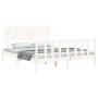 Weißer Massivholzbettrahmen mit Kopfteil 160x200 cm von vidaXL, Betten und Lattenroste - Ref: Foro24-3193477, Preis: 144,12 €...