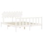 Weißer Massivholzbettrahmen mit Kopfteil 160x200 cm von vidaXL, Betten und Lattenroste - Ref: Foro24-3193477, Preis: 144,12 €...