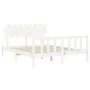 White solid wood bed frame with headboard 160x200 cm by vidaXL, Beds and slatted bases - Ref: Foro24-3193477, Price: 142,11 €...