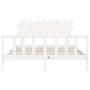 Weißer Massivholzbettrahmen mit Kopfteil 160x200 cm von vidaXL, Betten und Lattenroste - Ref: Foro24-3193477, Preis: 144,12 €...