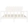 White solid wood bed frame with headboard 160x200 cm by vidaXL, Beds and slatted bases - Ref: Foro24-3193477, Price: 142,11 €...