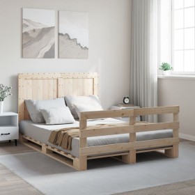 Estructura de cama con cabecero madera maciza pino 140x200 cm