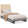 Estructura de cama con cabecero madera de pino gris 90x200 cm