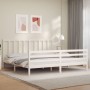 Weißer Massivholzbettrahmen mit Kopfteil 200x200 cm von vidaXL, Betten und Lattenroste - Ref: Foro24-3193877, Preis: 150,68 €...