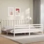 White solid wood bed frame with headboard 200x200 cm by vidaXL, Beds and slatted bases - Ref: Foro24-3193877, Price: 148,81 €...