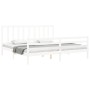 White solid wood bed frame with headboard 200x200 cm by vidaXL, Beds and slatted bases - Ref: Foro24-3193877, Price: 150,78 €...
