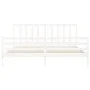White solid wood bed frame with headboard 200x200 cm by vidaXL, Beds and slatted bases - Ref: Foro24-3193877, Price: 148,81 €...