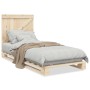 Estructura de cama con cabecero madera maciza de pino 90x200 cm