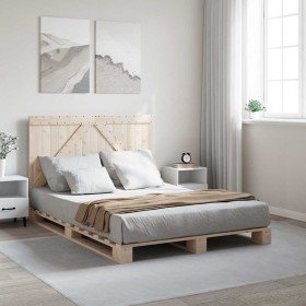 Estructura de cama con cabecero madera maciza pino 140x200 cm en Camas y somieres | Comprar online en Foro24