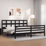 Estructura de cama con cabecero madera maciza negro 200x200 cm de vidaXL, Camas y somieres - Ref: Foro24-3194855, Precio: 171...