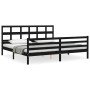 Bed frame with black solid wood headboard 200x200 cm by vidaXL, Beds and slatted bases - Ref: Foro24-3194855, Price: 174,13 €...
