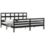 Bed frame with black solid wood headboard 200x200 cm by vidaXL, Beds and slatted bases - Ref: Foro24-3194855, Price: 174,13 €...