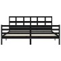Bed frame with black solid wood headboard 200x200 cm by vidaXL, Beds and slatted bases - Ref: Foro24-3194855, Price: 174,13 €...