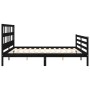 Bed frame with black solid wood headboard 200x200 cm by vidaXL, Beds and slatted bases - Ref: Foro24-3194855, Price: 174,13 €...