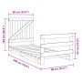 Estructura de cama con cabecero madera maciza de pino 90x200 cm