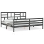 Gray solid wood bed frame with headboard 200x200cm by vidaXL, Beds and slatted bases - Ref: Foro24-3194918, Price: 173,09 €, ...