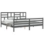 Gray solid wood bed frame with headboard 200x200cm by vidaXL, Beds and slatted bases - Ref: Foro24-3194918, Price: 173,09 €, ...