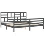 Gray solid wood bed frame with headboard 200x200cm by vidaXL, Beds and slatted bases - Ref: Foro24-3194918, Price: 173,09 €, ...