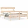 Bed frame with solid wood headboard 160x200 cm by vidaXL, Beds and slatted bases - Ref: Foro24-3195101, Price: 129,71 €, Disc...