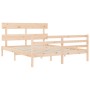 Bed frame with solid wood headboard 160x200 cm by vidaXL, Beds and slatted bases - Ref: Foro24-3195101, Price: 131,44 €, Disc...