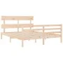 Bed frame with solid wood headboard 160x200 cm by vidaXL, Beds and slatted bases - Ref: Foro24-3195101, Price: 129,71 €, Disc...