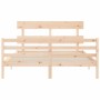 Bed frame with solid wood headboard 160x200 cm by vidaXL, Beds and slatted bases - Ref: Foro24-3195101, Price: 131,44 €, Disc...