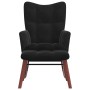 Silla mecedora con reposapiés terciopelo negro