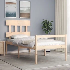 Seniorenbett mit Massivholz-Kopfteil 90x200 cm von vidaXL, Betten und Lattenroste - Ref: Foro24-3195401, Preis: 125,36 €, Rab...