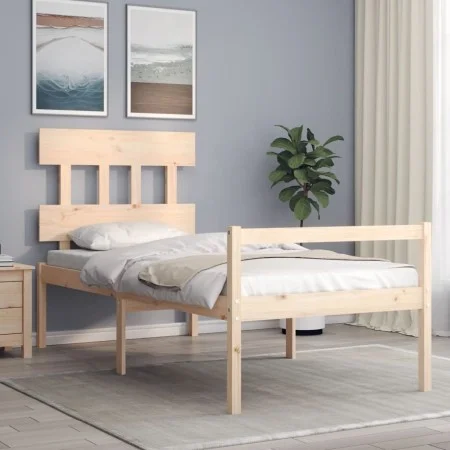 Cama para personas mayores con cabecero madera maciza 90x200 cm de vidaXL, Camas y somieres - Ref: Foro24-3195401, Precio: 12...