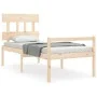 Bed for seniors with solid wood headboard 90x200 cm by vidaXL, Beds and slatted bases - Ref: Foro24-3195401, Price: 125,36 €,...