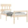 Bed for seniors with solid wood headboard 90x200 cm by vidaXL, Beds and slatted bases - Ref: Foro24-3195401, Price: 125,36 €,...