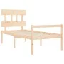 Bed for seniors with solid wood headboard 90x200 cm by vidaXL, Beds and slatted bases - Ref: Foro24-3195401, Price: 125,36 €,...
