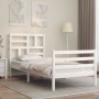 Weißer Massivholzbettrahmen mit Kopfteil 90x200 cm von vidaXL, Betten und Lattenroste - Ref: Foro24-3194882, Preis: 96,88 €, ...