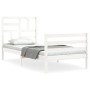 Weißer Massivholzbettrahmen mit Kopfteil 90x200 cm von vidaXL, Betten und Lattenroste - Ref: Foro24-3194882, Preis: 96,88 €, ...