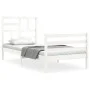White solid wood bed frame with headboard 90x200 cm by vidaXL, Beds and slatted bases - Ref: Foro24-3194882, Price: 95,67 €, ...
