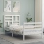 Weißer Massivholzbettrahmen mit Kopfteil 90x200 cm von vidaXL, Betten und Lattenroste - Ref: Foro24-3194882, Preis: 96,88 €, ...
