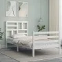 White solid wood bed frame with headboard 90x200 cm by vidaXL, Beds and slatted bases - Ref: Foro24-3194882, Price: 95,67 €, ...