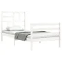 White solid wood bed frame with headboard 90x200 cm by vidaXL, Beds and slatted bases - Ref: Foro24-3194882, Price: 95,67 €, ...