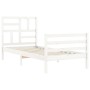 Weißer Massivholzbettrahmen mit Kopfteil 90x200 cm von vidaXL, Betten und Lattenroste - Ref: Foro24-3194882, Preis: 96,88 €, ...