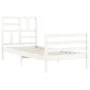 White solid wood bed frame with headboard 90x200 cm by vidaXL, Beds and slatted bases - Ref: Foro24-3194882, Price: 95,67 €, ...