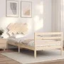 Bed frame with solid wood headboard 90x200 cm by vidaXL, Beds and slatted bases - Ref: Foro24-3195271, Price: 86,99 €, Discou...