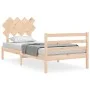 Bed frame with solid wood headboard 90x200 cm by vidaXL, Beds and slatted bases - Ref: Foro24-3195271, Price: 86,99 €, Discou...
