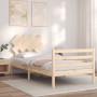 Bed frame with solid wood headboard 90x200 cm by vidaXL, Beds and slatted bases - Ref: Foro24-3195271, Price: 88,12 €, Discou...