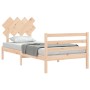 Bed frame with solid wood headboard 90x200 cm by vidaXL, Beds and slatted bases - Ref: Foro24-3195271, Price: 88,12 €, Discou...