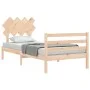 Bed frame with solid wood headboard 90x200 cm by vidaXL, Beds and slatted bases - Ref: Foro24-3195271, Price: 86,99 €, Discou...