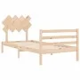 Bed frame with solid wood headboard 90x200 cm by vidaXL, Beds and slatted bases - Ref: Foro24-3195271, Price: 86,99 €, Discou...