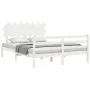 White solid wood bed frame with headboard 140x200 cm by vidaXL, Beds and slatted bases - Ref: Foro24-3195287, Price: 131,97 €...