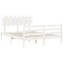 Weißer Massivholzbettrahmen mit Kopfteil 140x200 cm von vidaXL, Betten und Lattenroste - Ref: Foro24-3195287, Preis: 133,60 €...