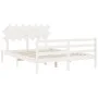 White solid wood bed frame with headboard 140x200 cm by vidaXL, Beds and slatted bases - Ref: Foro24-3195287, Price: 131,97 €...